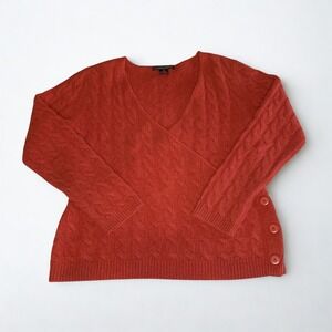 Wool Angora Sweater Rabbit Hair Wrap Womens M Red Cable Knit Cozy Winter